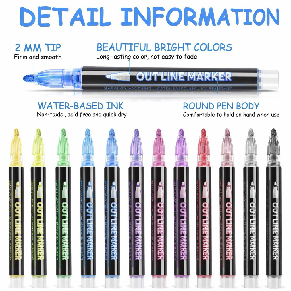 Outline Magic Markers | 12 Color Set
